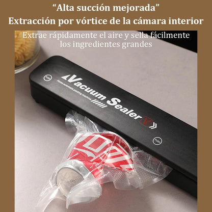 Máquina Selladora al Vacío + 10 Bolsas Gratis | Conserva tus Alimentos hasta 5 veces más