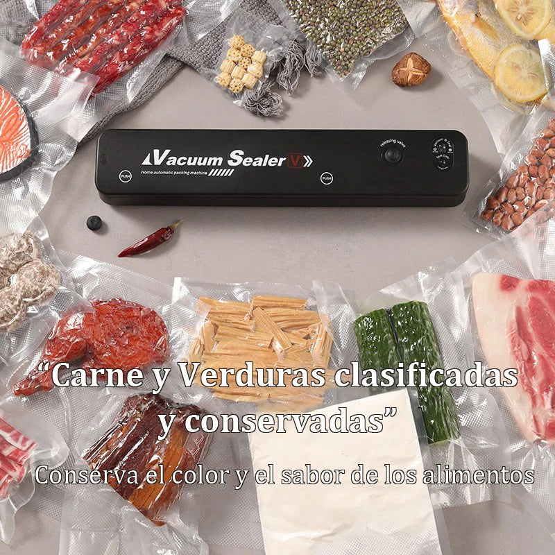 Máquina Selladora al Vacío + 10 Bolsas Gratis | Conserva tus Alimentos hasta 5 veces más