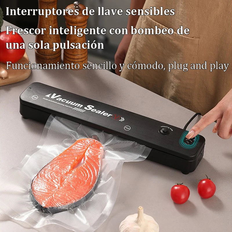 Máquina Selladora al Vacío + 10 Bolsas Gratis | Conserva tus Alimentos hasta 5 veces más